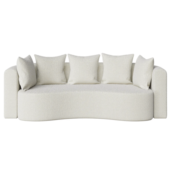 Curved 3-Seater Sofa – Off-White Boucle Upholstery