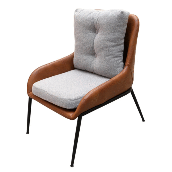 Minimal Accent Chair – Light Fabric Upholstery with Modern Design